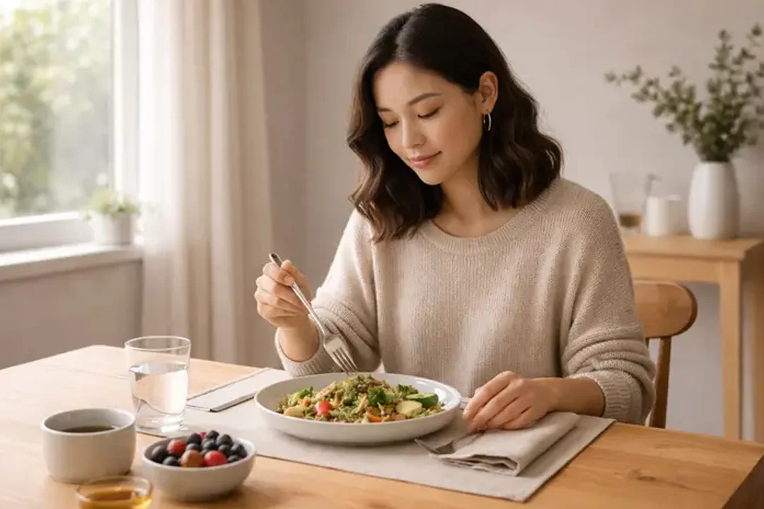 model eating healthy catering food